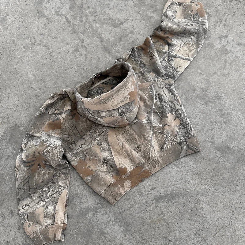 Men's Zip-Through Camo Hoodie for Weekend Errands