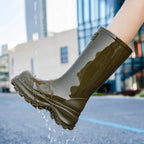 Women's High-Shine Tall Wellies with Grip Tread Sole