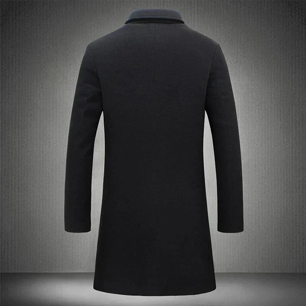 Men's Single-Breasted Trench Coat for Office to Evening