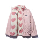 Women's Relaxed Hip-Length Zip Jacket with Plush Fleece Lining - Light Pink