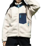 Women's Cosy Sherpa Walking Jacket with Zipped Contrast Pockets