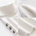 Women's Ribbed Polo Neck Jumper with Buttoned Sleeves