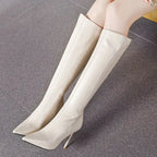 Women's Faux Leather Party Boots with Slender Stiletto Heel