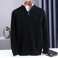 Men's Superfine 19.5 Micron Merino Wool Half-Zip Jumper - Black