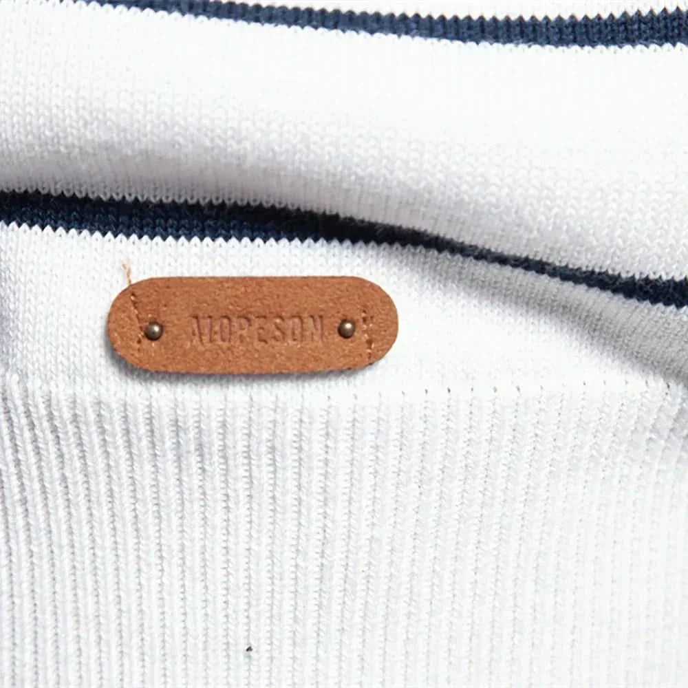 Men's Casual Striped Knit Jumper with Round Neck