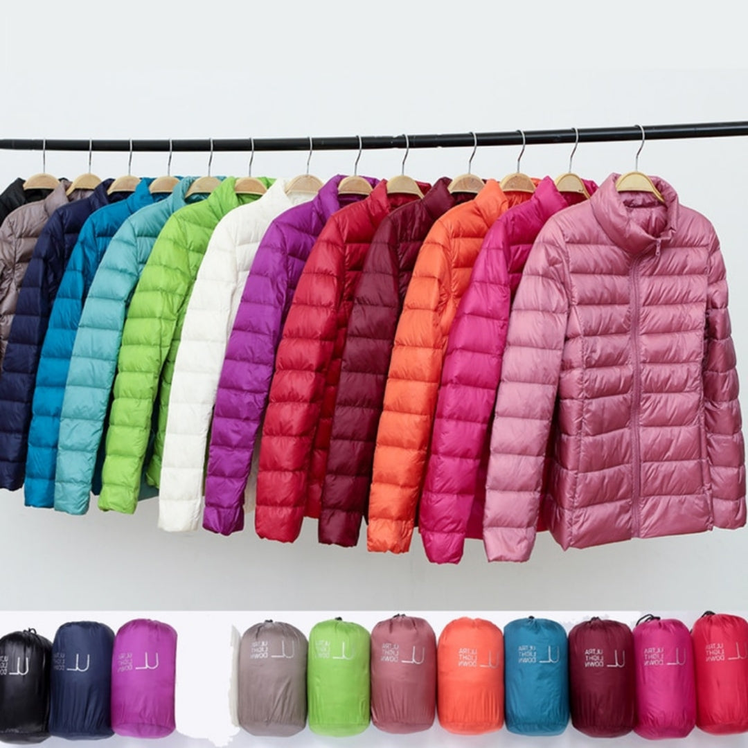 Women's Breathable Feather-Fill Raincoat that Packs into a Pouch