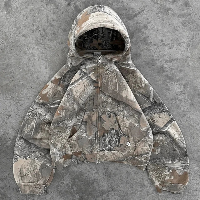 Men's Zip-Through Camo Hoodie for Weekend Errands