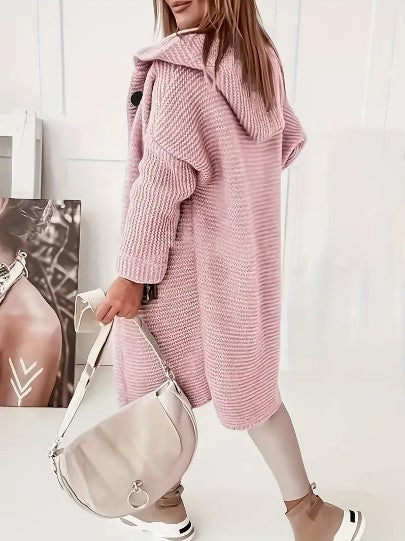 Women's Large-Button Longline Coatigan for School Runs