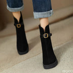 Women's Autumn Buckle-Strap Ankle Boots with Chunky Sole