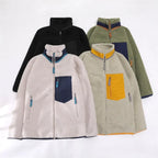 Women's Cosy Sherpa Walking Jacket with Zipped Contrast Pockets
