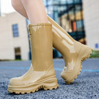 Women's High-Shine Tall Wellies with Grip Tread Sole