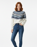 Women's Fair Isle Chest and Sleeve Pattern Relaxed Jumper - Blue 02