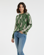 Women's Soft Knit Festive Jumper with Fir Tree Motif - Green