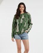 Women's Soft Knit Festive Jumper with Fir Tree Motif
