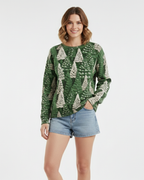 Women's Soft Knit Festive Jumper with Fir Tree Motif
