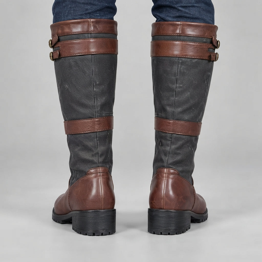 Women's Breathable Waterproof-Lined Country Boots with Two Buckles