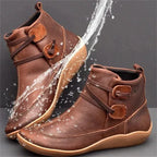 Women's Cushioned Rainy-Day Walking Boots with Side Laces - Brown