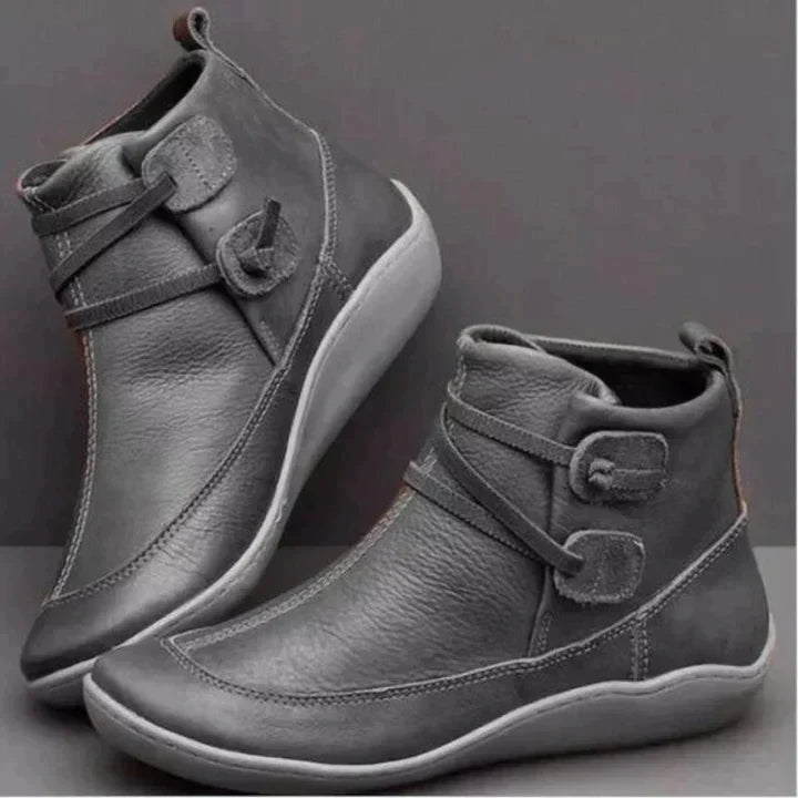 Women's Cushioned Rainy-Day Walking Boots with Side Laces - Grey