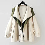 Women's Wind-Resistant Oversized Trench Mac with Layered Collar - White
