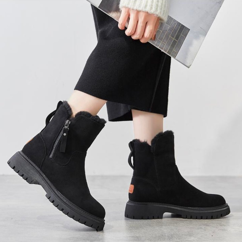 Women's Suede-Textured Water-Resistant Boots with Plush Lining