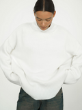 Women's Wool Blend Polo Neck Jumper with a Little Stretch - White