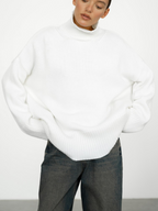 Women's Wool Blend Polo Neck Jumper with a Little Stretch