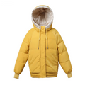 Women's Lightly Padded Drawstring-Hood Jacket in a Short Cut - Yellow