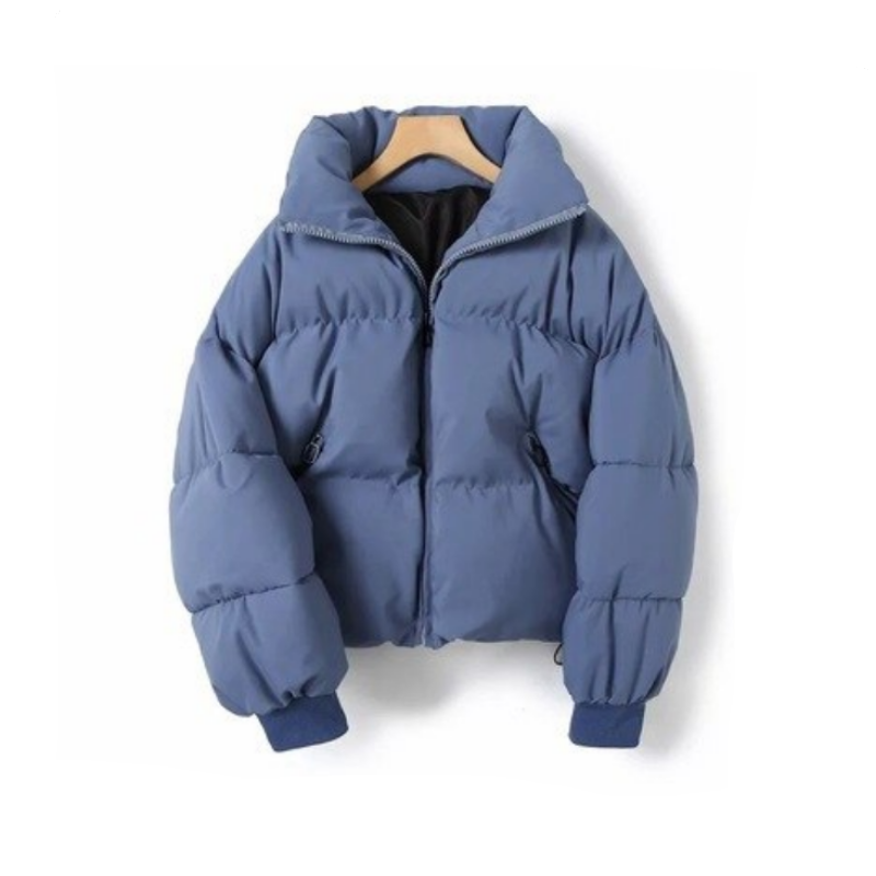 Women's Showerproof Padded Jacket with Adjustable Hem and Ribbed Cuffs - Blue