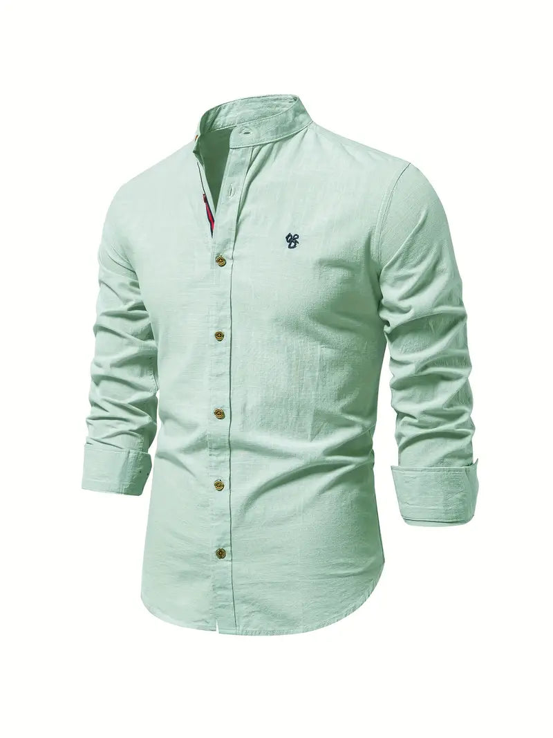 Men's Slim-Cut Desk-to-Dinner Shirt with Long Sleeves - Light Green