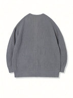 Men's Loose Drop-Shoulder Textured Cardigan with Zip Front