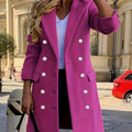 Women's Double-Breasted Longline Coat for Day and Evening - Pink