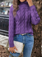 Women's Lightly Shaped Twisted Cable Roll Neck Jumper