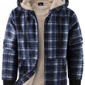 Men's Easy-Fit Hooded Jacket with Plush Lining and Front Pockets - Blue
