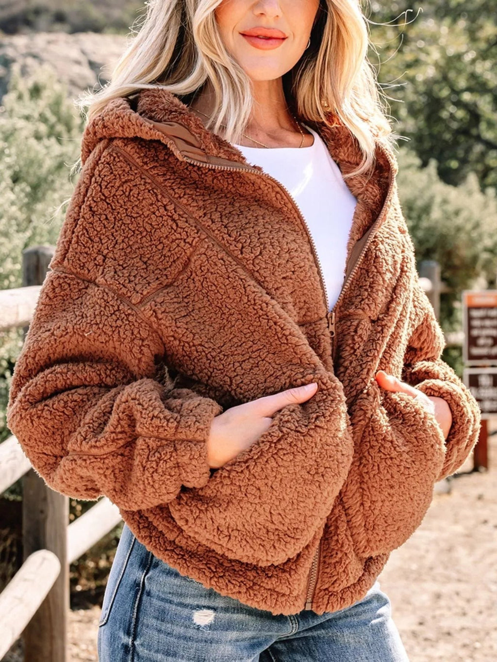 Women's Cosy Oversized Teddy Jacket for Weekends