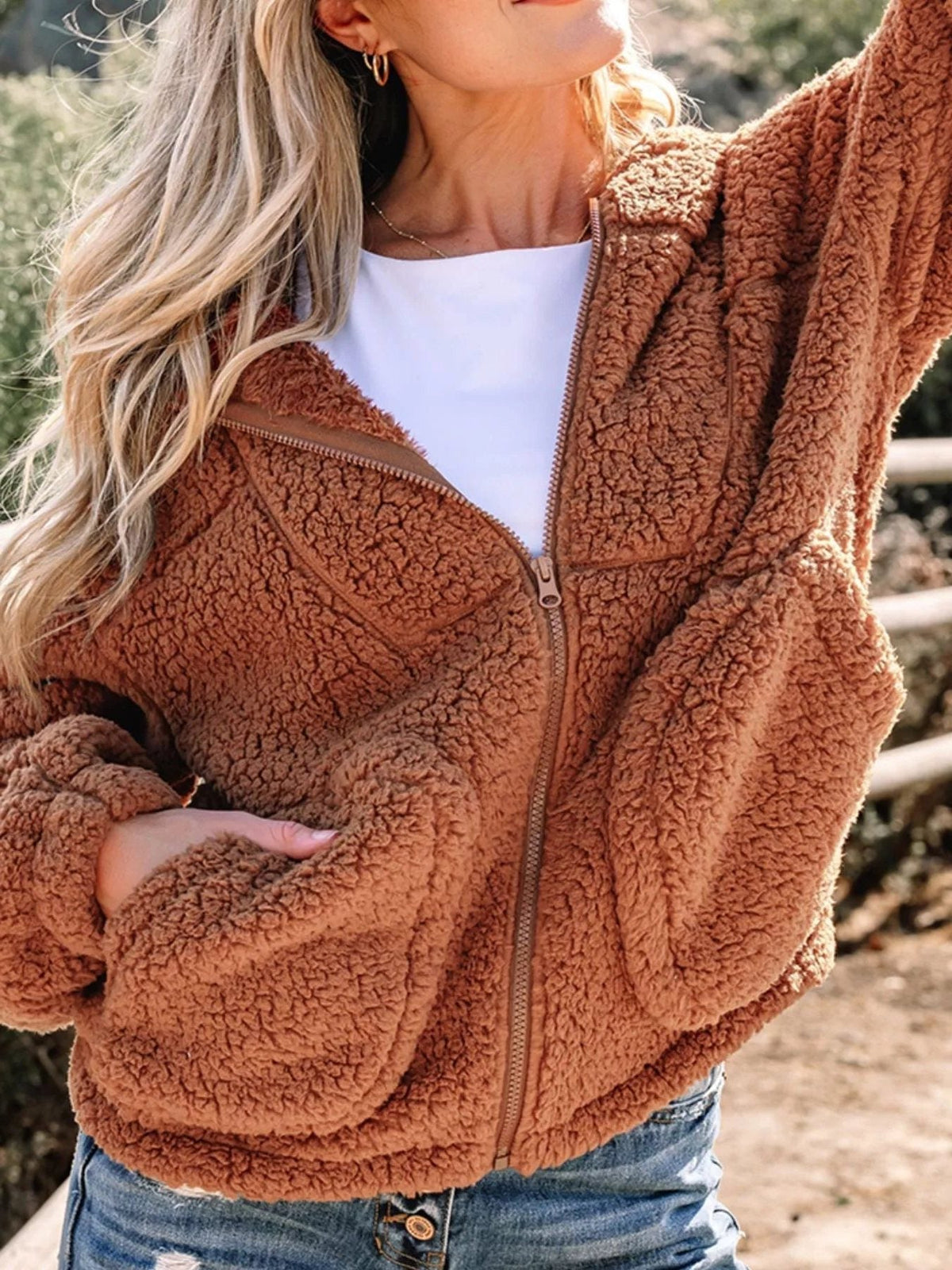 Women's Cosy Oversized Teddy Jacket for Weekends