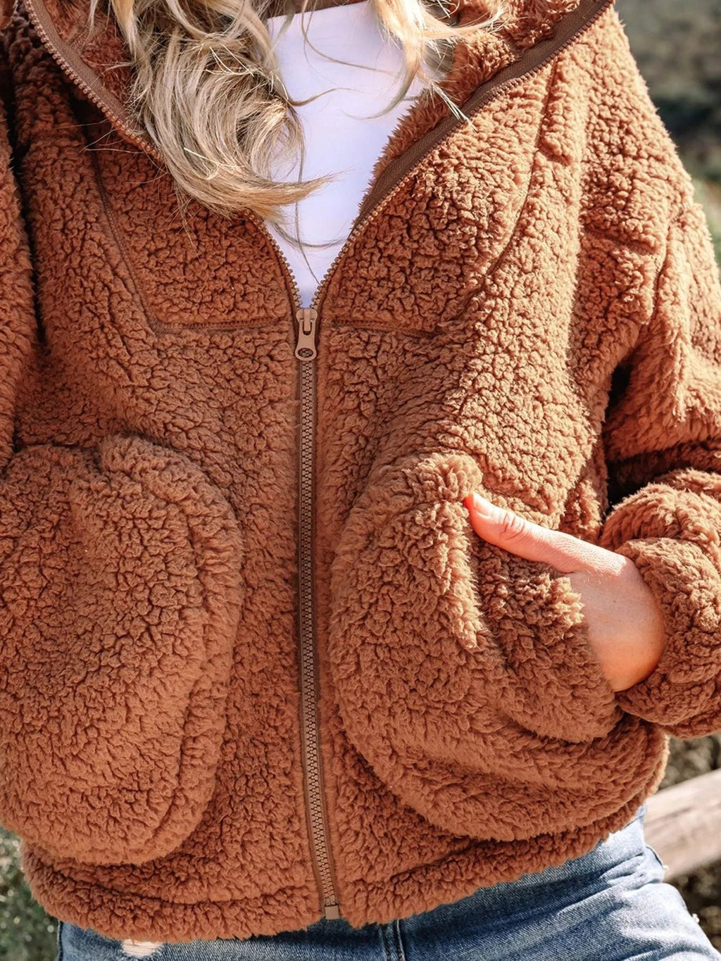 Women's Cosy Oversized Teddy Jacket for Weekends