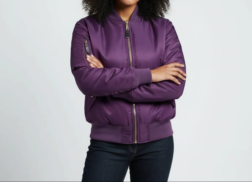 Women's All-Year Bomber with Ribbed Cuffs and Side Pockets