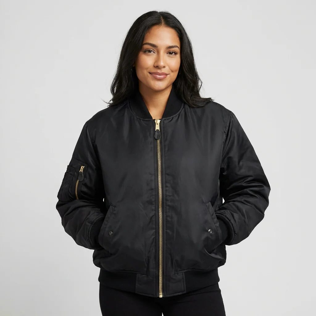 Women's All-Year Bomber with Ribbed Cuffs and Side Pockets
