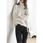 Women's Generous-Fit Cable-Knit Polo Neck Jumper