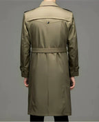 Men's Straight-Fit Longline Double-Breasted Trench Coat