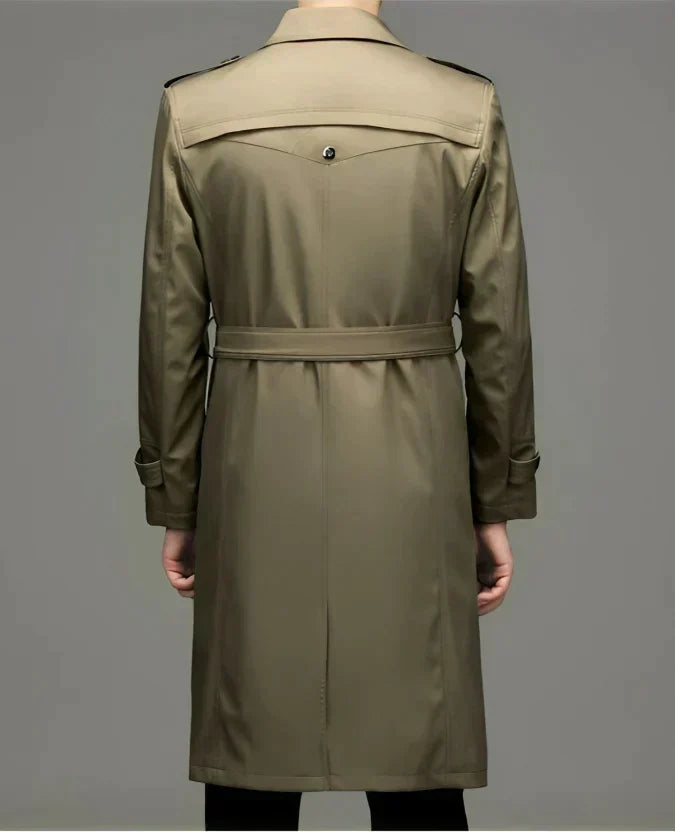 Men's Straight-Fit Longline Double-Breasted Trench Coat