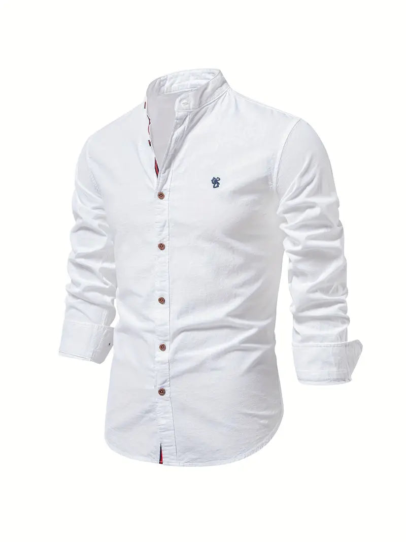 Men's Slim-Cut Desk-to-Dinner Shirt with Long Sleeves - White