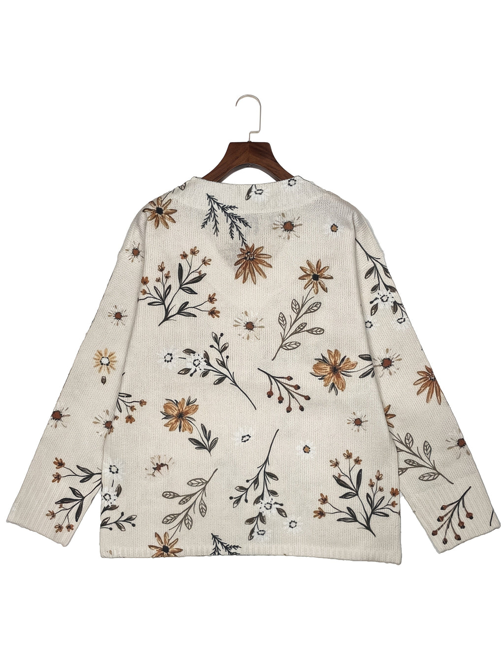Women's Relaxed Floral V-Neck Jumper for Light Layering