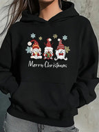 Women's Gnome Print Christmas Jumper in a Soft Cotton Blend - Black