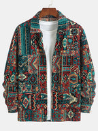 Men's Intricate Woven-Pattern Jacket with Front Pockets
