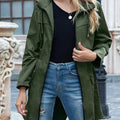 Women's Adjustable-Waist Lightweight Parka in a Longline Cut - Olive Green