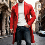 Men's Structured Winter Overcoat in a Long Double-Breasted Cut