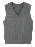 Women's Sleeveless Cable Knit Layering Slipover with V-Neck
