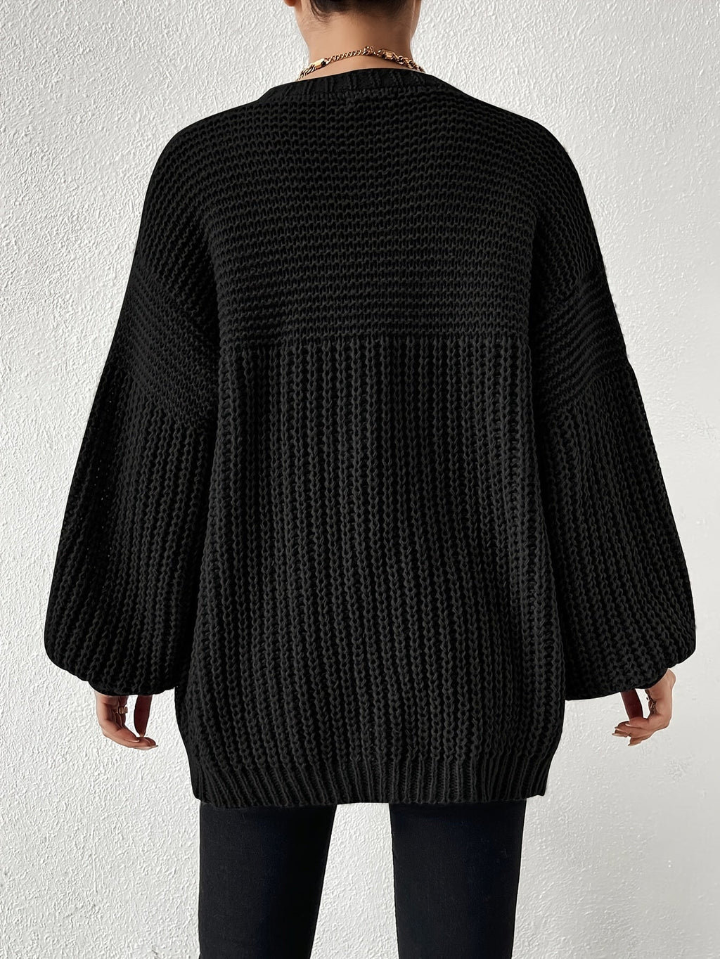Women's Draped Open-Front Cardigan in Soft Chunky Knit