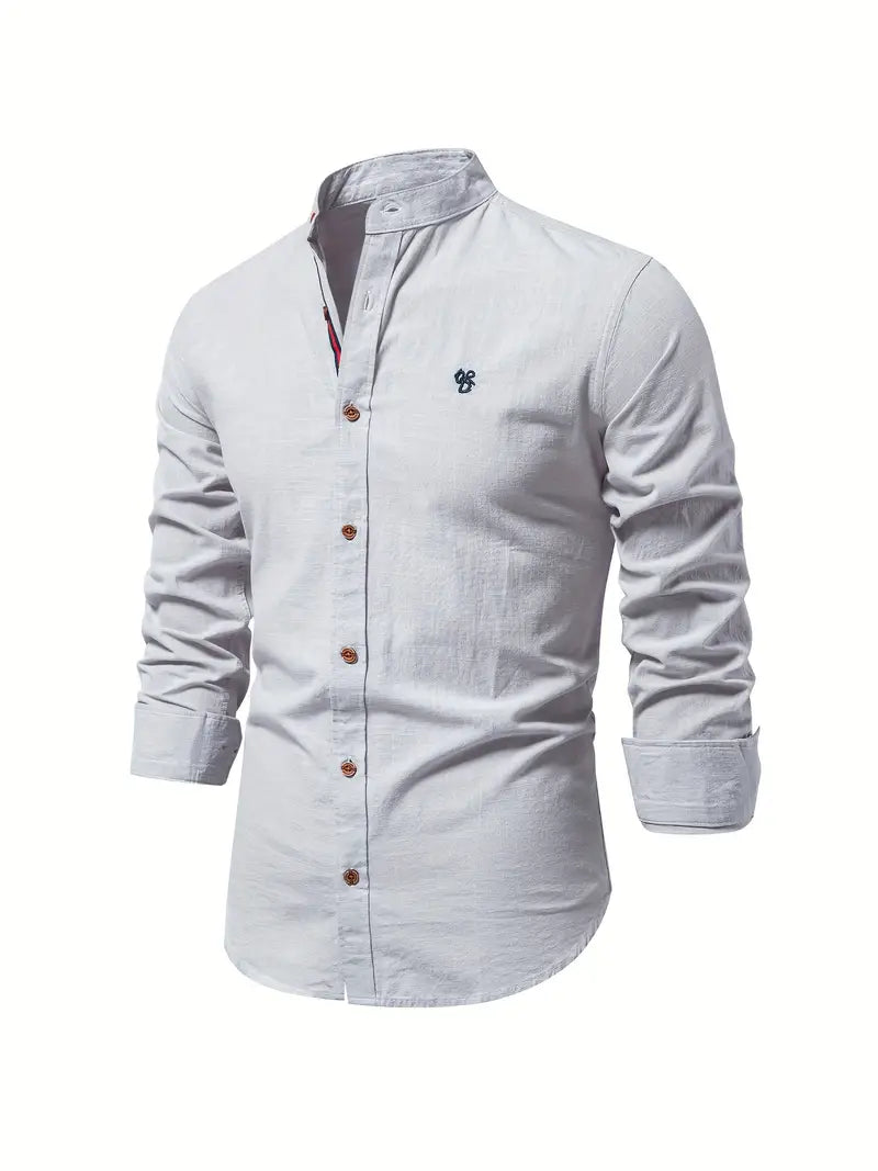 Men's Slim-Cut Desk-to-Dinner Shirt with Long Sleeves - Grey